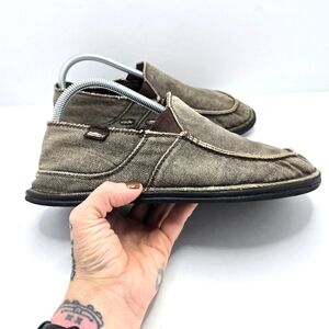 simple | brown canvas casual lightweight low-top slip-on loafer shoes | MENS 8.5